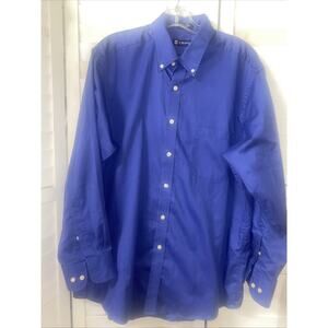 Chaps Classic Fit Twill Shirt Solid Blue Men’s 16-16.5 32/33 Wrinkle Free XL